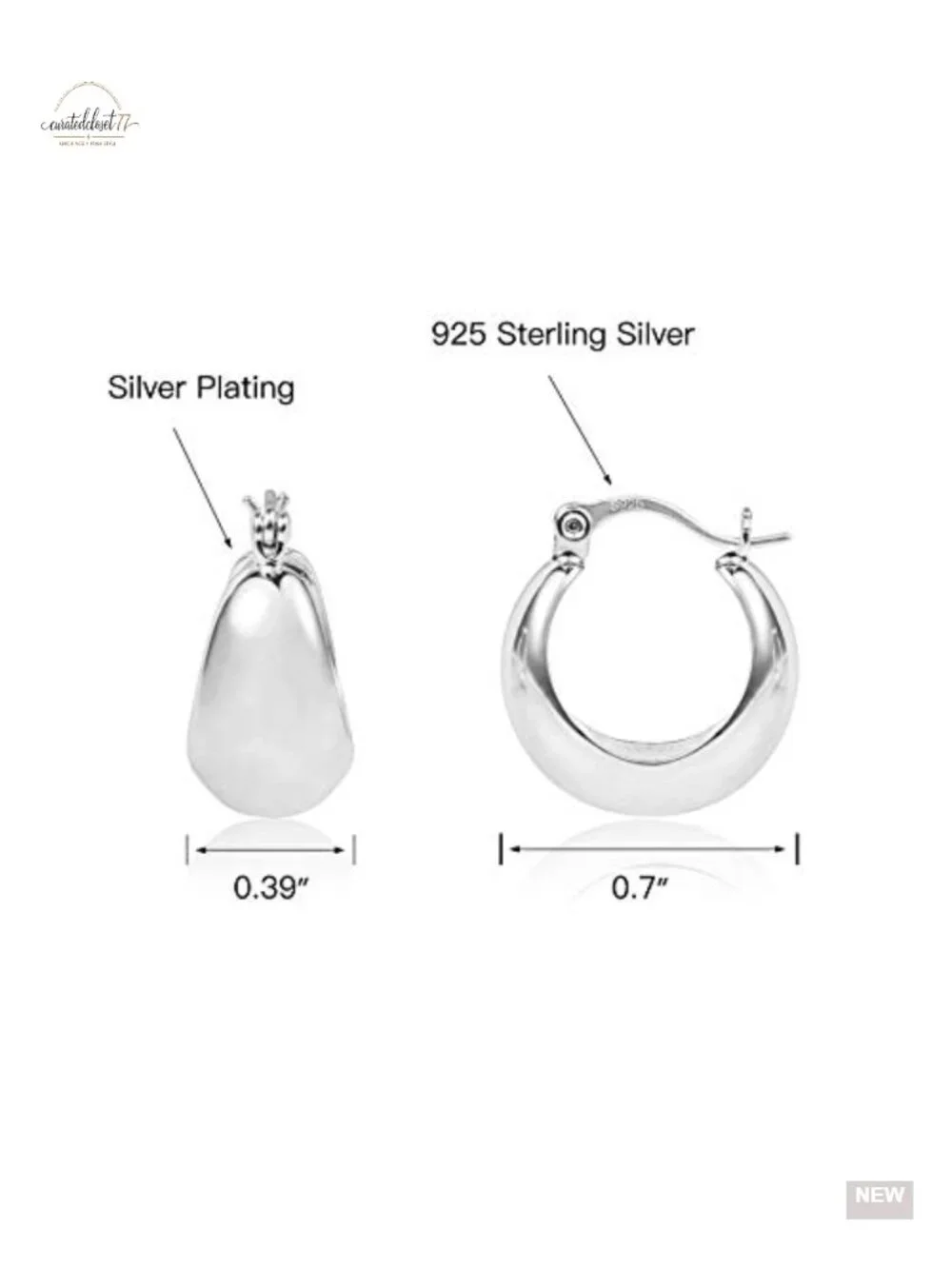 Chunky Silver Hoop Earrings Hypoallergenic 925 Sterling Silver Post
